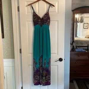 Body Central Maxi Dress Teal Small